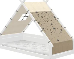 Lifetime Montessori Tipibett Over the Moon 90x200cm mit Rollboden weiß lackiert