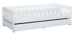 Lifetime Norden Basisbett 90x200cm mit Rollboden und Absturzsicherung und 2 Bettkästen weiß lackiert