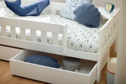 Lifetime Norden Basisbett 90x200cm mit Rollboden und 2 Bettkästen weiß lackiert