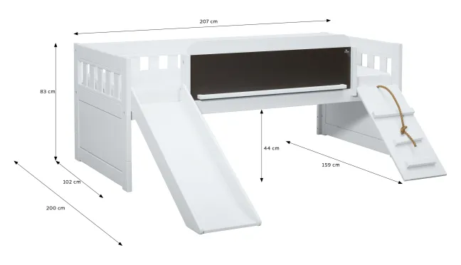 Lifetime Norden Climb & Sleep Kojenbett 90x200cm mit Rollboden inkl. Kreidetafel weiß lackiert