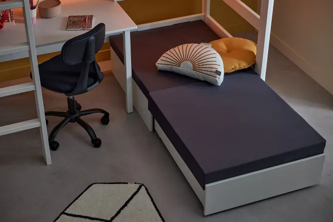 Lifetime Norden Hochbett 90x200cm mit Rollboden, Schreibtisch, Regal und Sofabett weiß