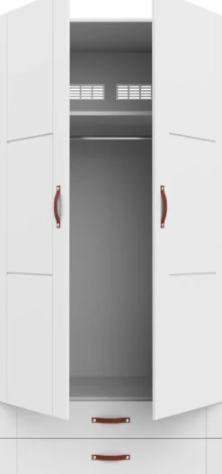 Lifetime Schrank 100cm mit 2 Türen, 2 Böden und 2 Schubladen weiß lackiert