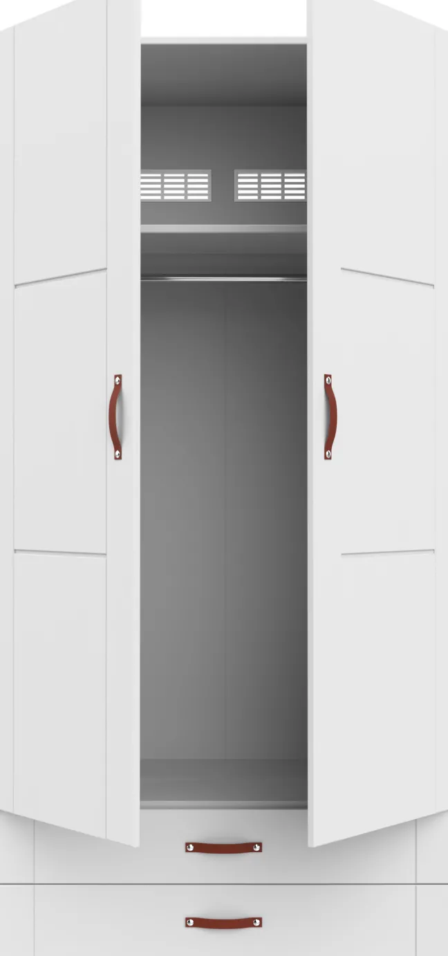 Lifetime Schrank 100cm mit 2 Türen, 2 Böden und 2 Schubladen weiß lackiert