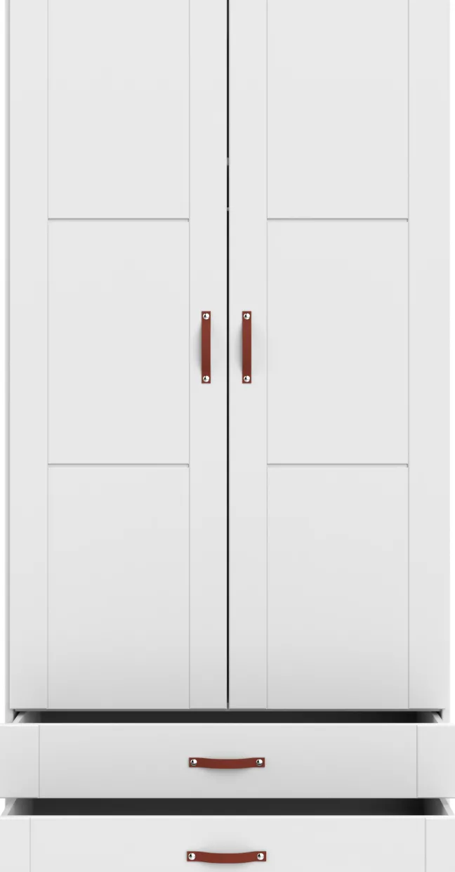 Lifetime Schrank 100cm mit 2 Türen, 2 Böden und 2 Schubladen weiß lackiert