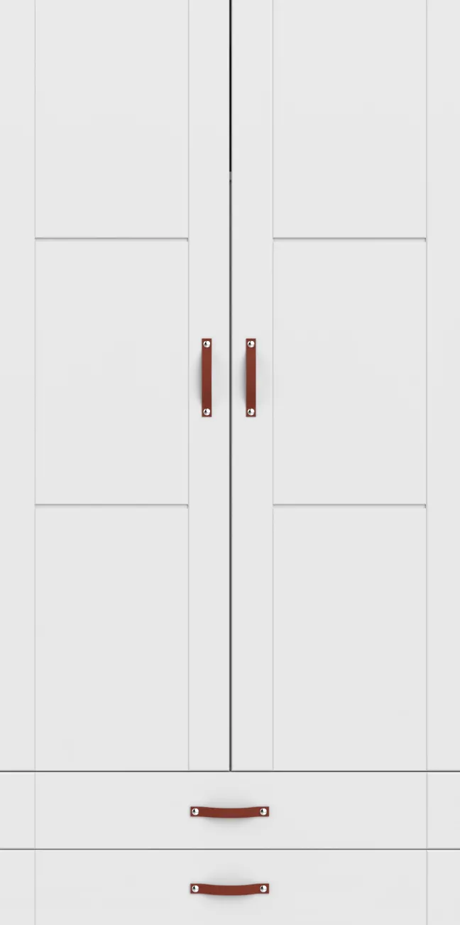 Lifetime Schrank 100cm mit 2 Türen, 2 Schubladen und Trennwand weiß lackiert