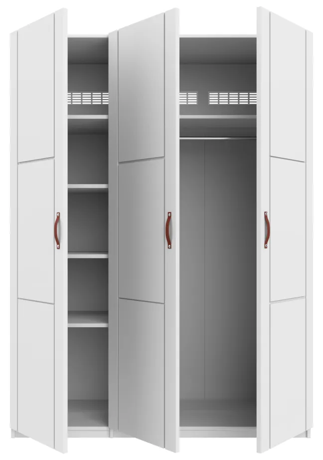 Lifetime Schrank 150cm mit 3 Türen und 3 Einlegeböden weiß lackiert
