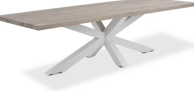 LIFE Timor Esstisch 280x100 cm weiß/grey teak