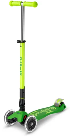 Micro Scooter Maxi Micro Deluxe Foldable neon LED parrot green