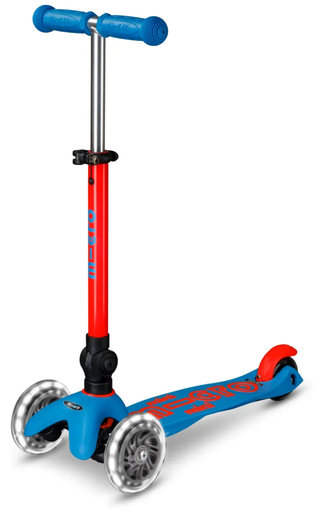 Micro Scooter Mini Micro Deluxe Foldable Neon LED Flashing Red