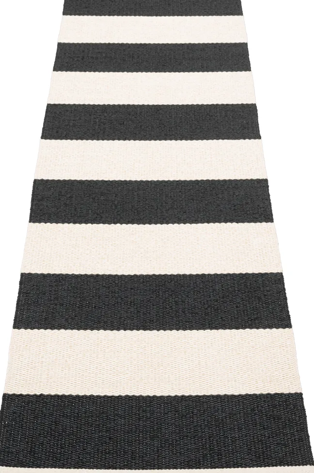 Pappelina Teppich Bob Black Vanilla 70 x 225 cm BOX722