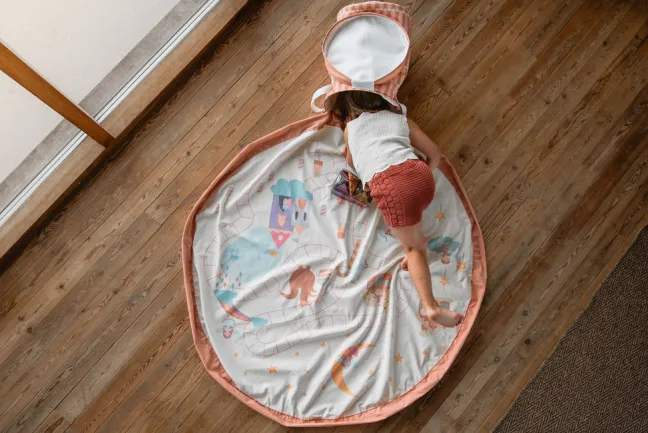 Play&Go Soo Spielmatte Ø140cm mit Stauraum Eimer fairyworld