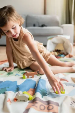 Play&Go Soo Spielmatte Ø140cm mit Stauraum Eimer zoo