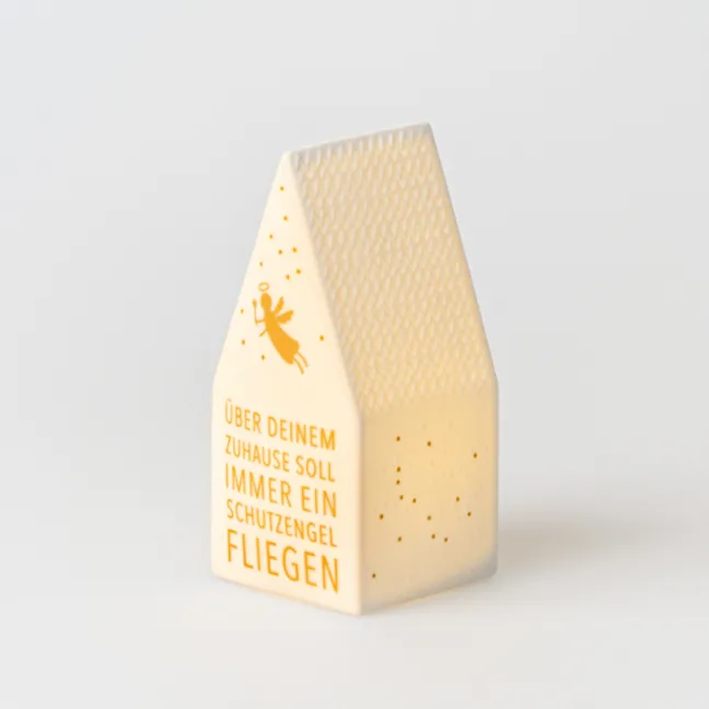 räder LED Häuschen Zuhause Porzellan weiß
