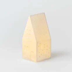 räder LED Häuschen Zuhause Porzellan weiß