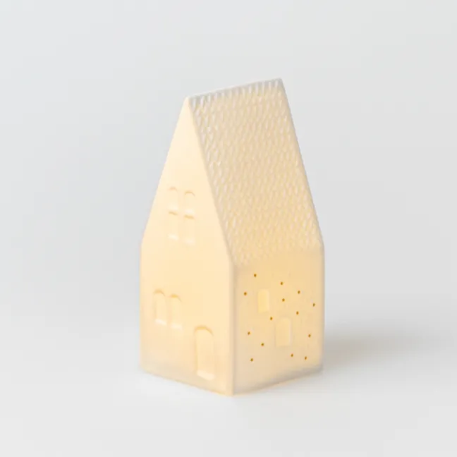 räder LED Häuschen Zuhause Porzellan weiß