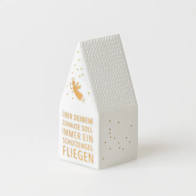 räder LED Häuschen Zuhause Porzellan weiß