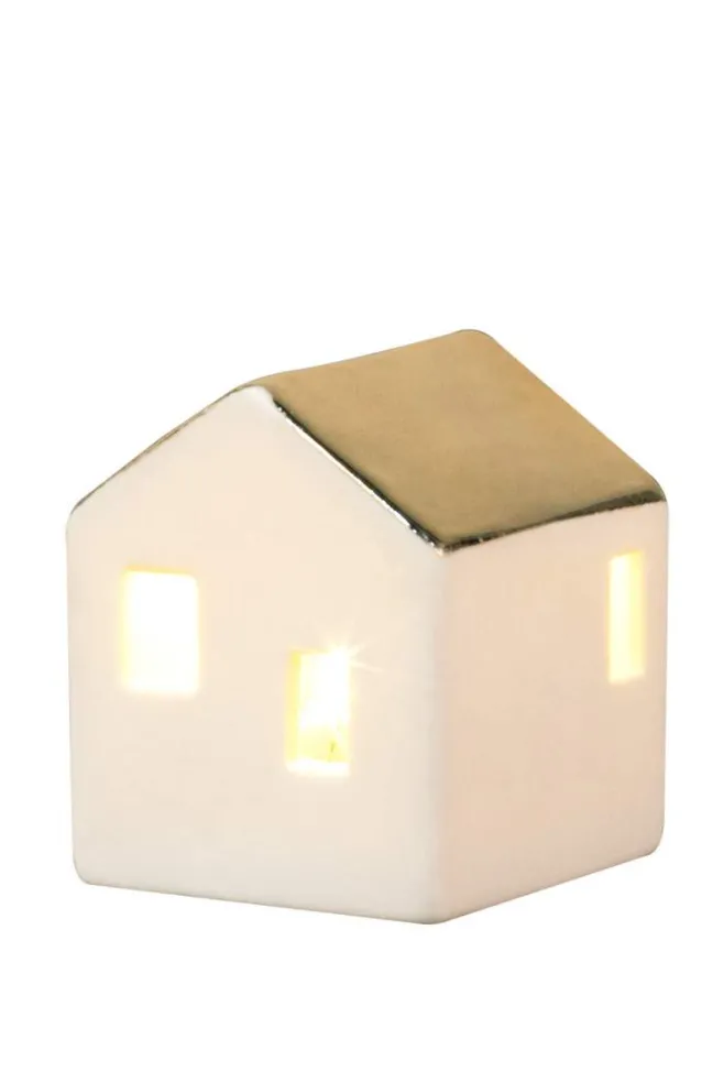 räder Mini LED Lichthaus mittel Porzellan weiß