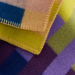 Roros Tweed ÅSMUND BOLD Lammwolldecke 135x200cm gelb/blau 4152