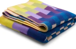 Roros Tweed ÅSMUND BOLD Lammwolldecke 135x200cm gelb/blau 4152
