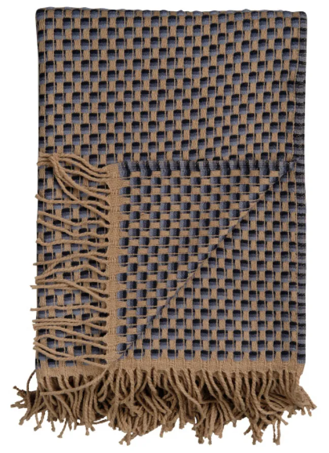 Roros Tweed ISAK Lammwolldecke 150 x 210cm Far Away Blue Throw 5354