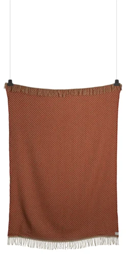 Roros Tweed ISAK Lammwolldecke 150 x 210cm Rot Sumac Throw 5353