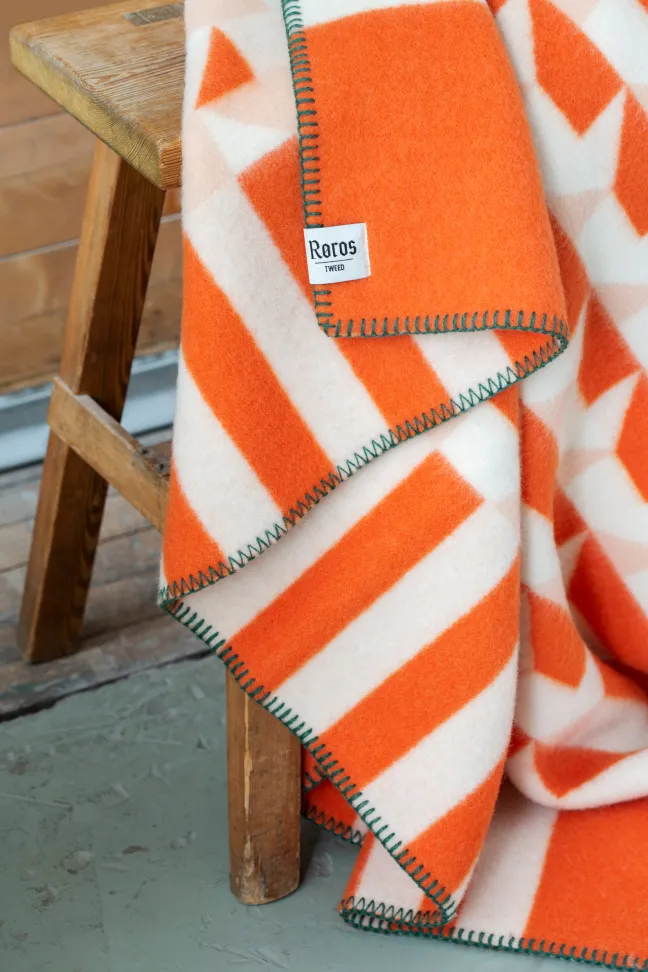 Roros Tweed KVAM Lammwolldecke 135 x 200cm orange 5212