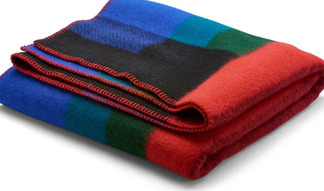 Roros Tweed MIKKEL Wolldecke 135x200cm blau/rot 3751