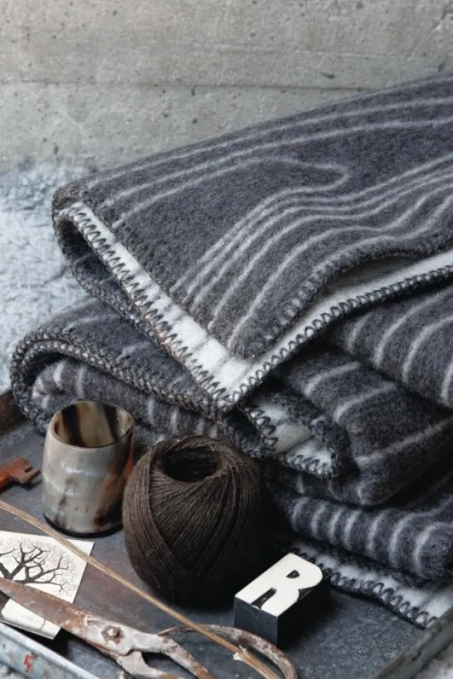 Roros Tweed SKOG Wolldecke 135 x 200cm grau/natur 4903