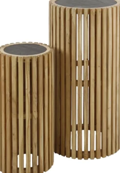Rubjerg Design Blumentisch Slate 2er Set rund Akazie/Schiefer