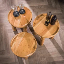 Rubjerg Design Couchtisch 3er Set Akazie massiv natur Sale