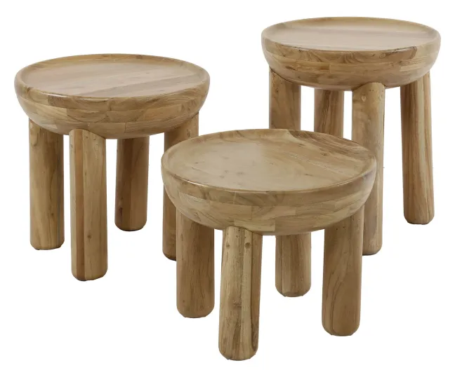 Rubjerg Design Couchtisch 3er Set Akazie massiv natur Sale