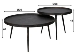 Rubjerg Design Couchtisch 2er Set rund Metalldesign grau