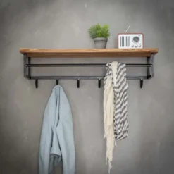 Rubjerg Design Garderobe Edge 6 Haken mit Hutablage Akazie massiv natur