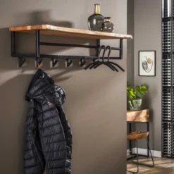 Rubjerg Design Garderobe Edge 6 Haken mit Hutablage Akazie massiv natur