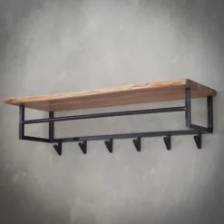 Rubjerg Design Garderobe Edge 6 Haken mit Hutablage Akazie massiv natur