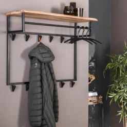 Rubjerg Design Garderobe Edge hoch 12 Haken mit Hutablage Akazie massiv natur