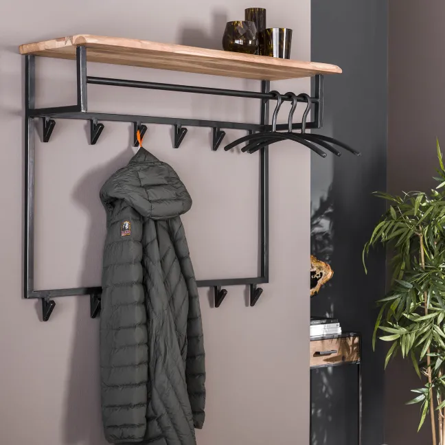 Rubjerg Design Garderobe Edge hoch 12 Haken mit Hutablage Akazie massiv natur