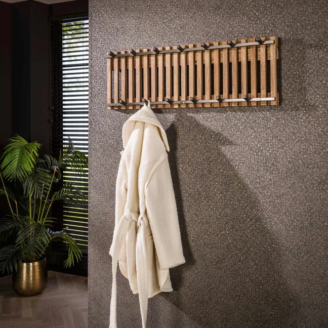 Rubjerg Design Garderobe Tweak 13 Haken breit Mangoholz massiv sandfarben