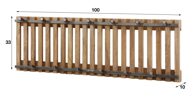 Rubjerg Design Garderobe Tweak 13 Haken breit Mangoholz massiv sandfarben