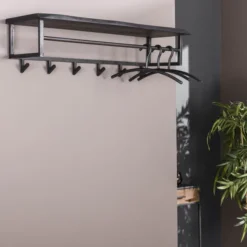 Rubjerg Design Garderobe Yucon 6 Haken mit Hutablage Akazie massiv schwarz