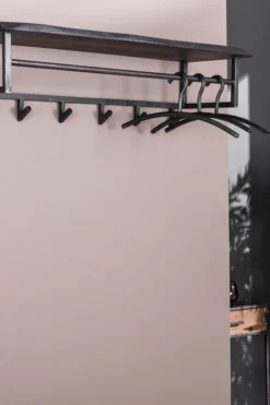 Rubjerg Design Garderobe Yucon 6 Haken mit Hutablage Akazie massiv schwarz