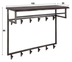 Rubjerg Design Garderobe Yucon hoch 12 Haken mit Hutablage Akazie massiv schwarz