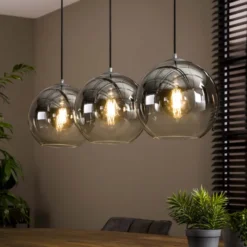 Rubjerg Design Hängeleuchte Bubble shaded 3 Leuchten Rauchglas altsilber