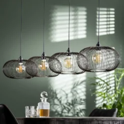Rubjerg Design Hängeleuchte Copper Twist 4 Leuchten Ø35cm Nickel schwarz