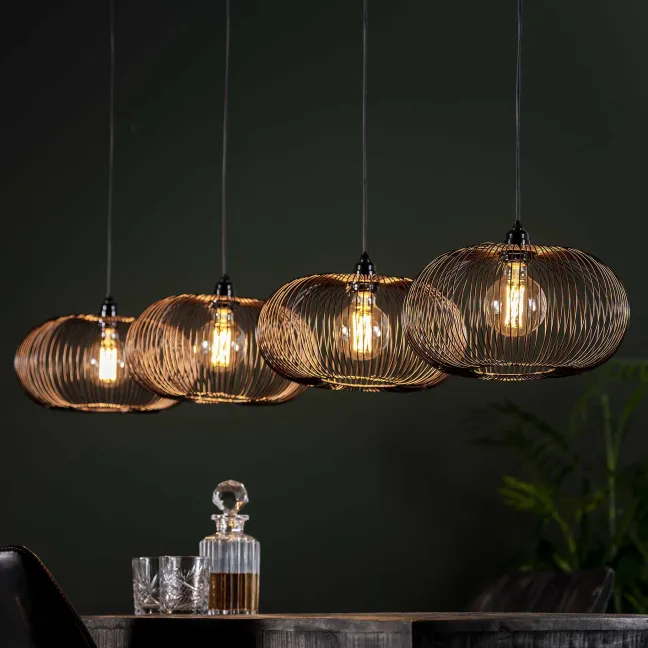 Rubjerg Design Hängeleuchte Copper Twist 4 Leuchten Ø35cm Nickel schwarz