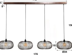 Rubjerg Design Hängeleuchte Copper Twist 4 Leuchten Ø35cm Nickel schwarz