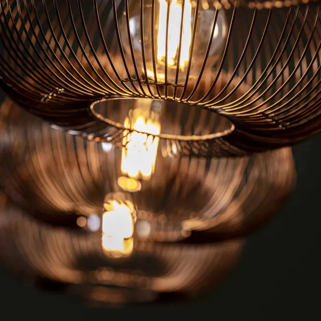 Rubjerg Design Hängeleuchte Copper Twist 4 Leuchten Ø35cm Nickel schwarz