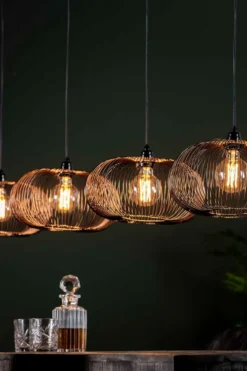 Rubjerg Design Hängeleuchte Copper Twist 4 Leuchten Ø35cm Nickel schwarz