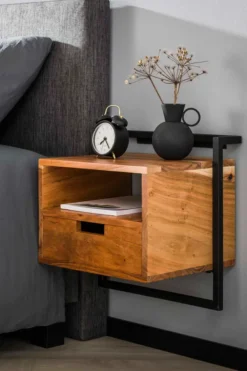 Rubjerg Design Nachttisch Air Solid 1 Schublade und offenes Fach Akazie massiv natur