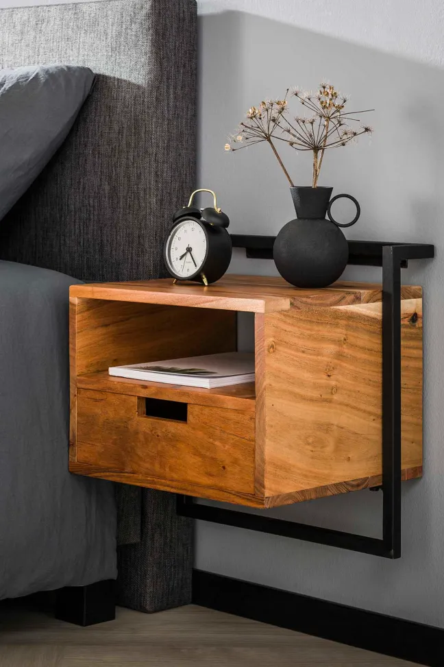 Rubjerg Design Nachttisch Air Solid 1 Schublade und offenes Fach Akazie massiv natur